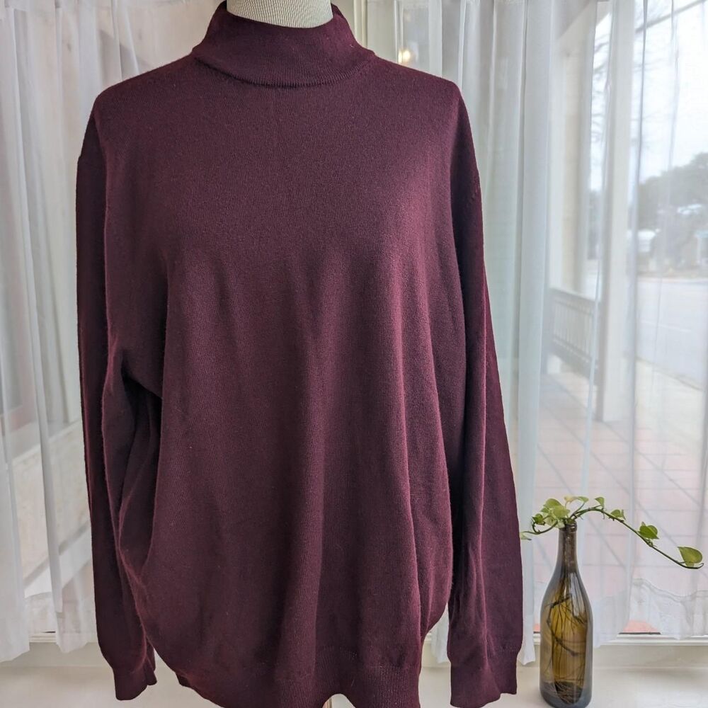 Club Room Men's XL Burgundy Estate Merino Wool Sweater Natural Fibers